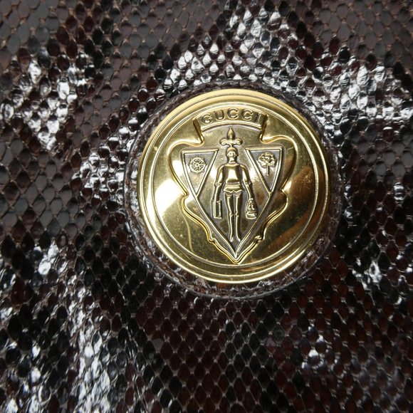 AUTHENTIC Gucci Brown Snakeskin Clutch Handbag - Picture 4 of 8